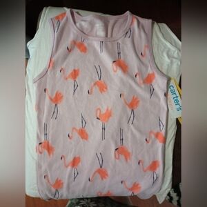 Carter's NWOT girls tank top size 10 pink flamingos (Chi046)